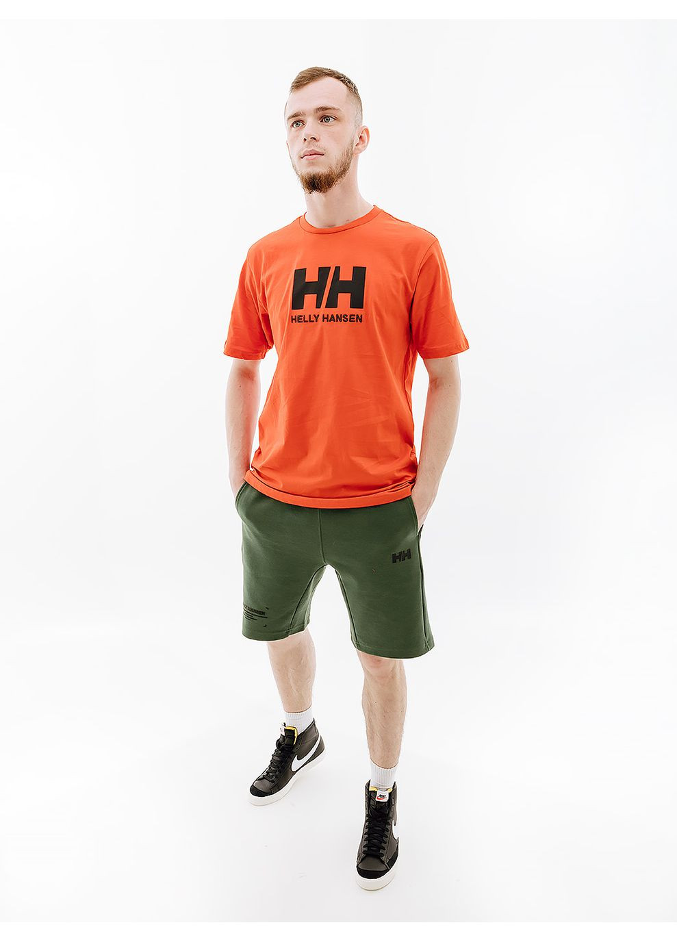 Оранжевая мужская футболка hh logo t-shirt оранжевый Helly Hansen
