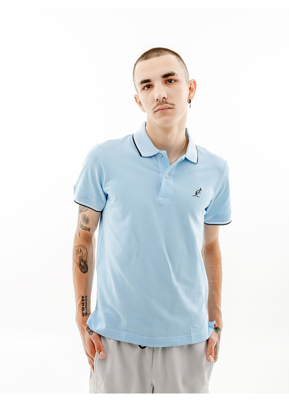 Блакитна чоловіча футболка 2-stripe pique' polo s-fit блакитний Australian