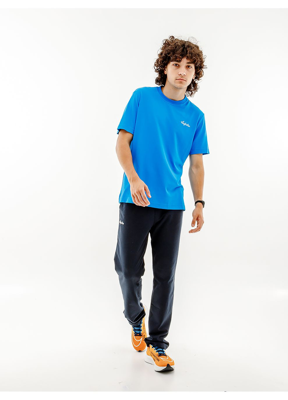 Блакитна чоловіча футболка easy tech pique' t-shirt r-fit блакитний Australian