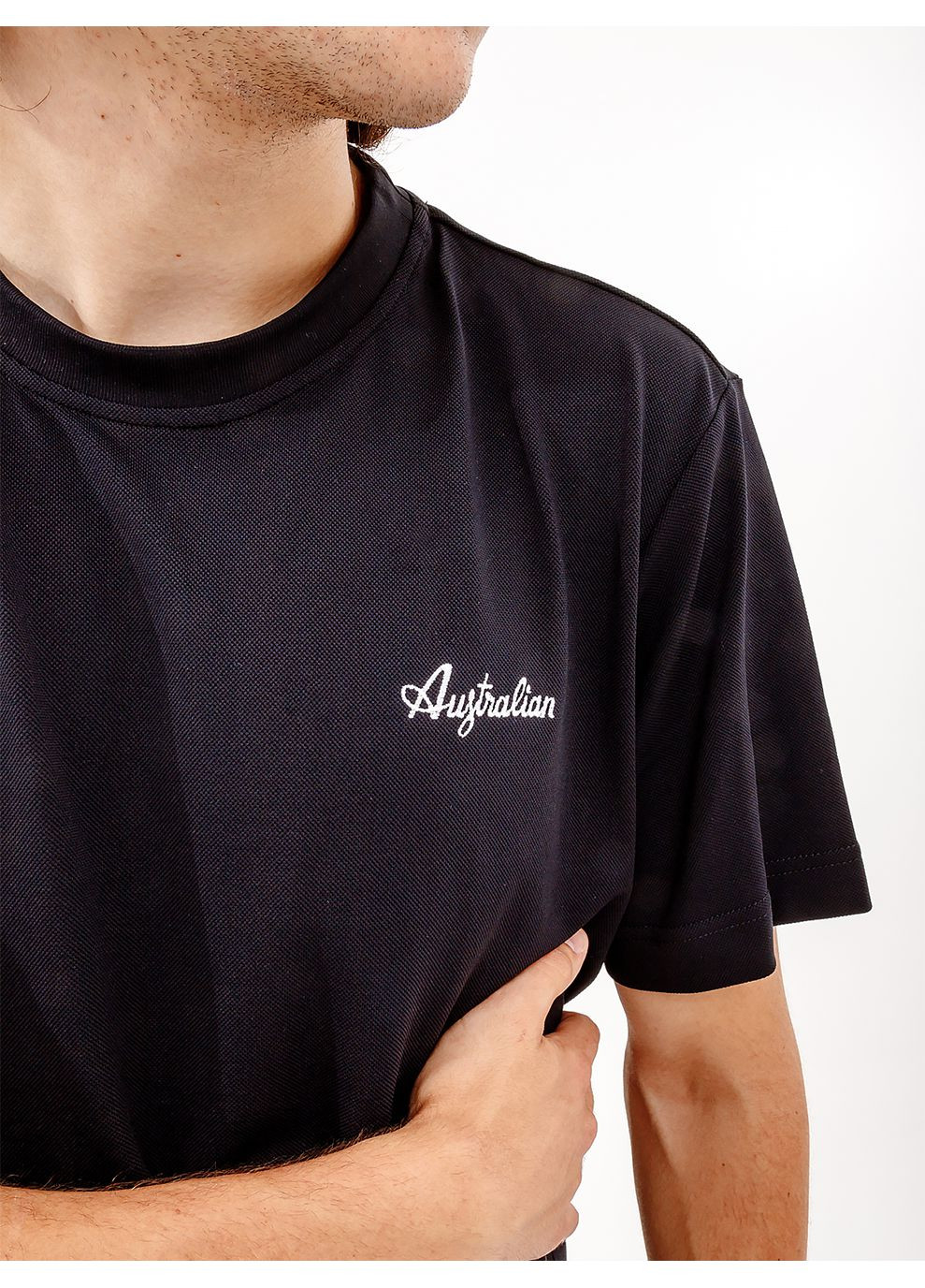 Черная мужская футболка easy tech pique' t-shirt r-fit черный Australian