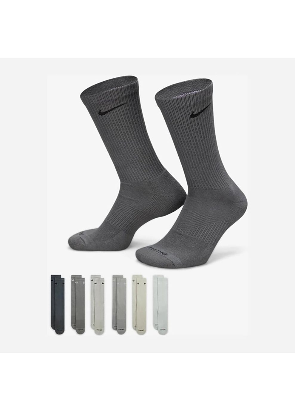 Шкарпетки U NK ED PLS CSH CRW 6PR - 132 серый, мультиколор Nike (268982937)