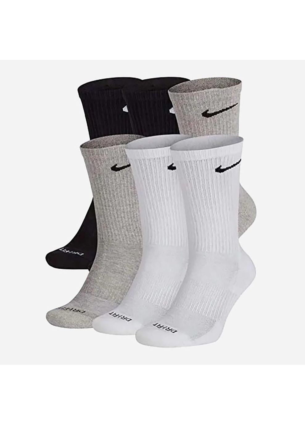 Шкарпетки U NK ED PLS CSH CRW 6PR - 132 чорний, сірий, білий Nike (268982980)