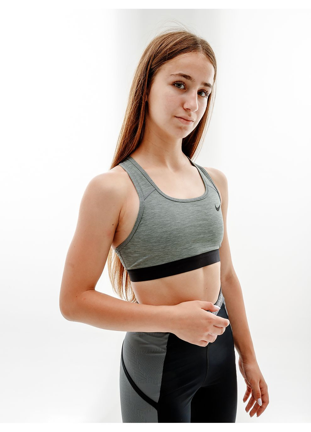 Женский Топ W NK DF SWSH BAND NONPDED BRA Серый Nike (268832425)