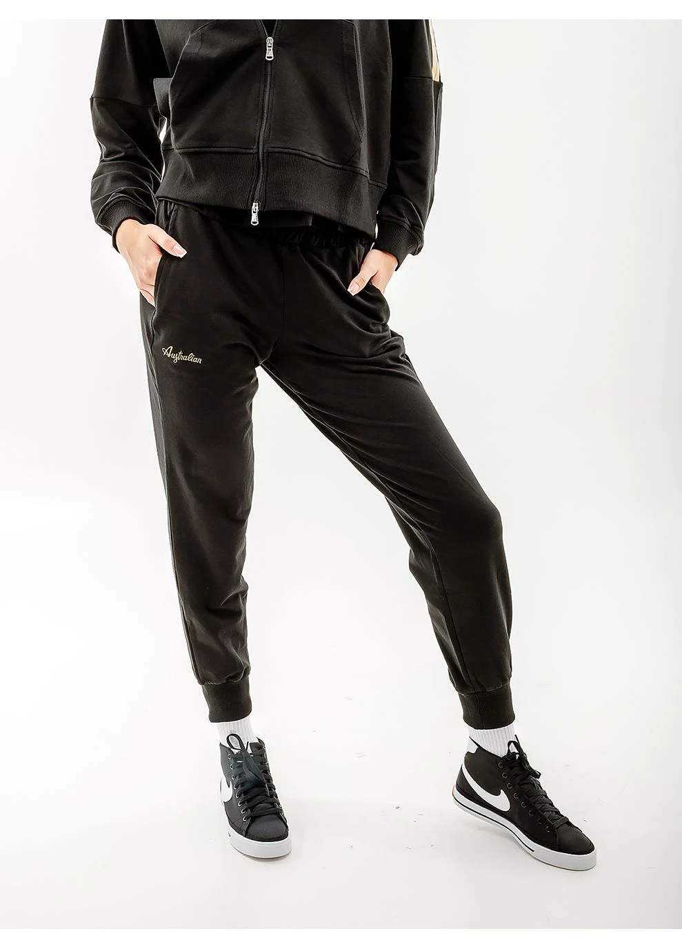 Жіночий Костюм AUSTRAIAN GOLD TAPE ELASTIC FLEECE TRACKSUIT Чорний Australian (268831422)