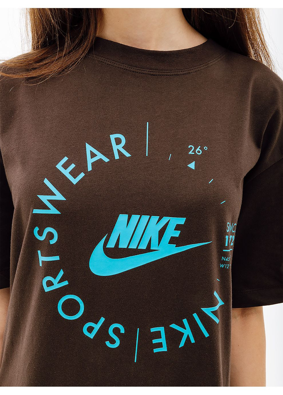Черная летняя женская футболка w nsw tee bf prnt su черный Nike