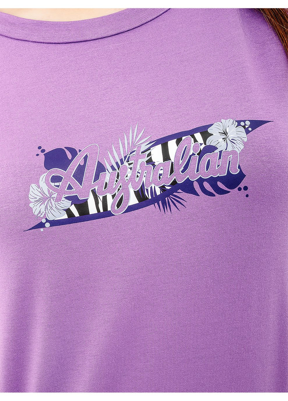 Лавандова літня жіноча футболка logo flowers tee jersey v лавандовий Australian