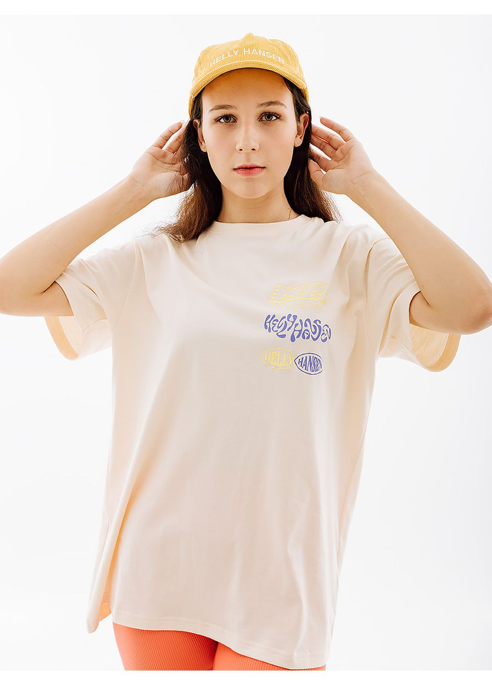 Бежевая летняя женская футболка w play t-shirt бежевый Helly Hansen