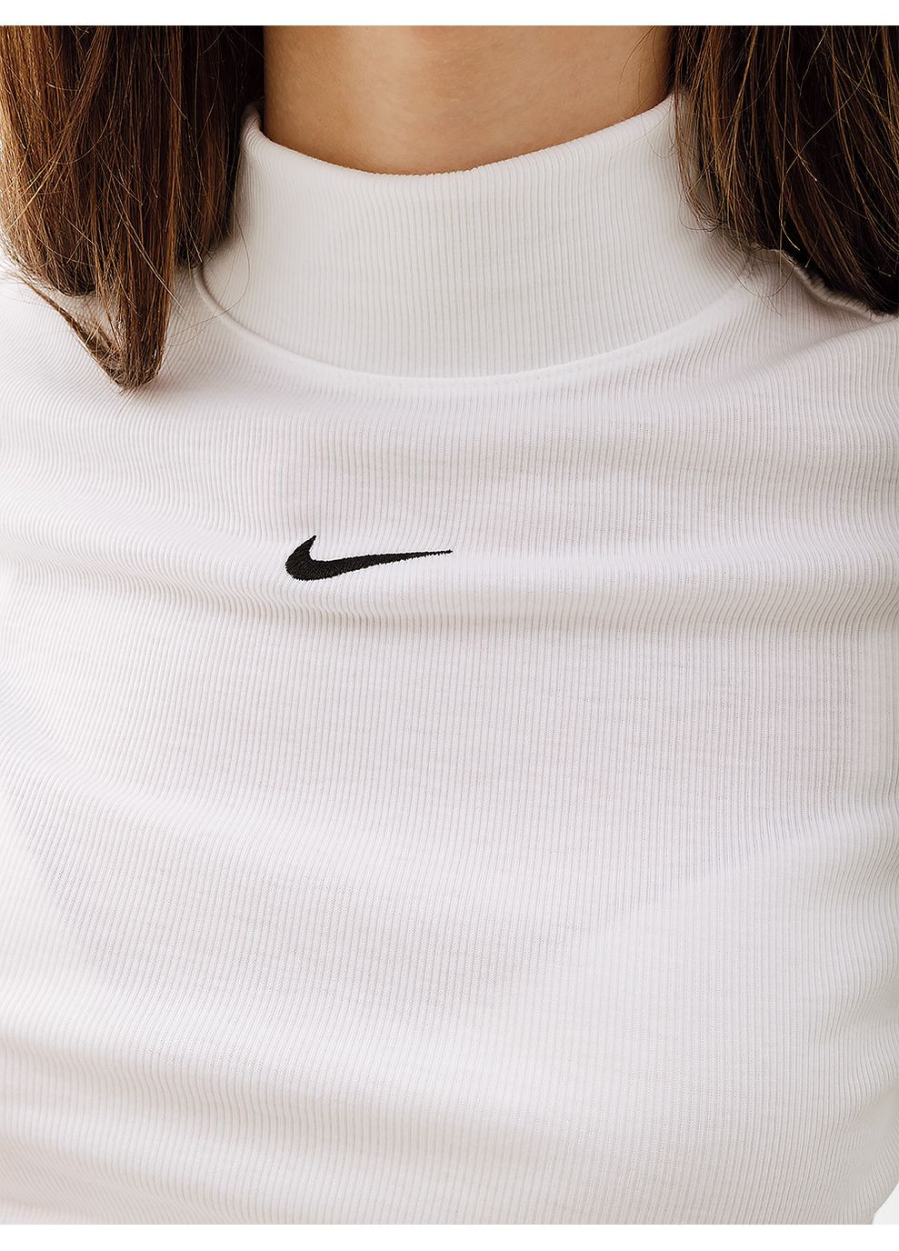 Біла літня жіноча футболка w nsw essntl rib mock ss top білий Nike