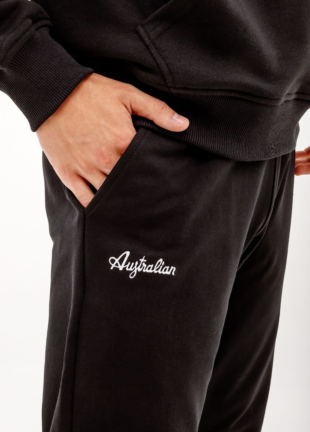 Мужские Брюки ESSENTIAL FLEECE PANTS RIB BOTTOM Черный Australian (268833160)
