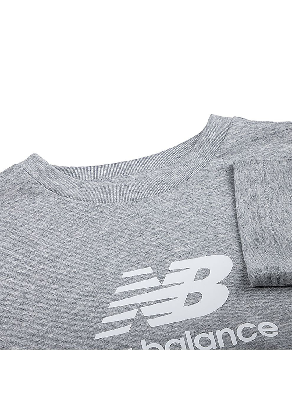 Серая демисезонная детская футболка essentials stacked logo jersey серый New Balance