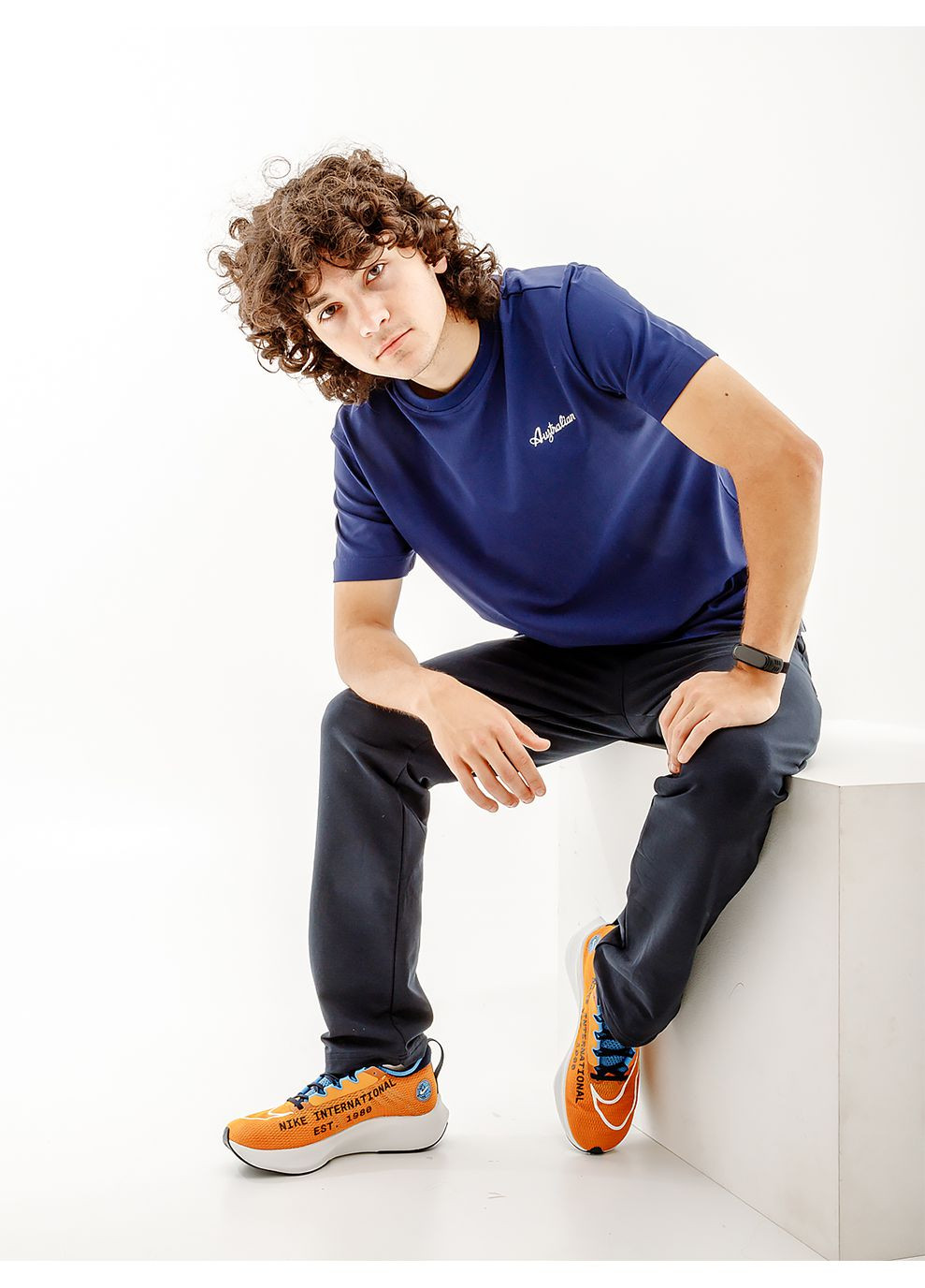 Синяя мужская футболка easy tech pique' t-shirt r-fit синий Australian