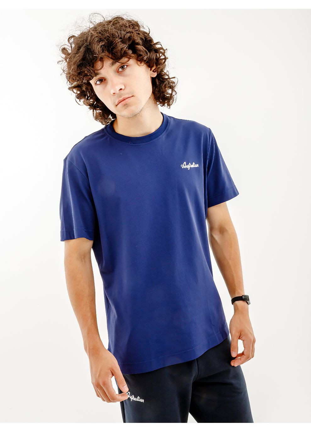 Синяя мужская футболка easy tech pique' t-shirt r-fit синий Australian