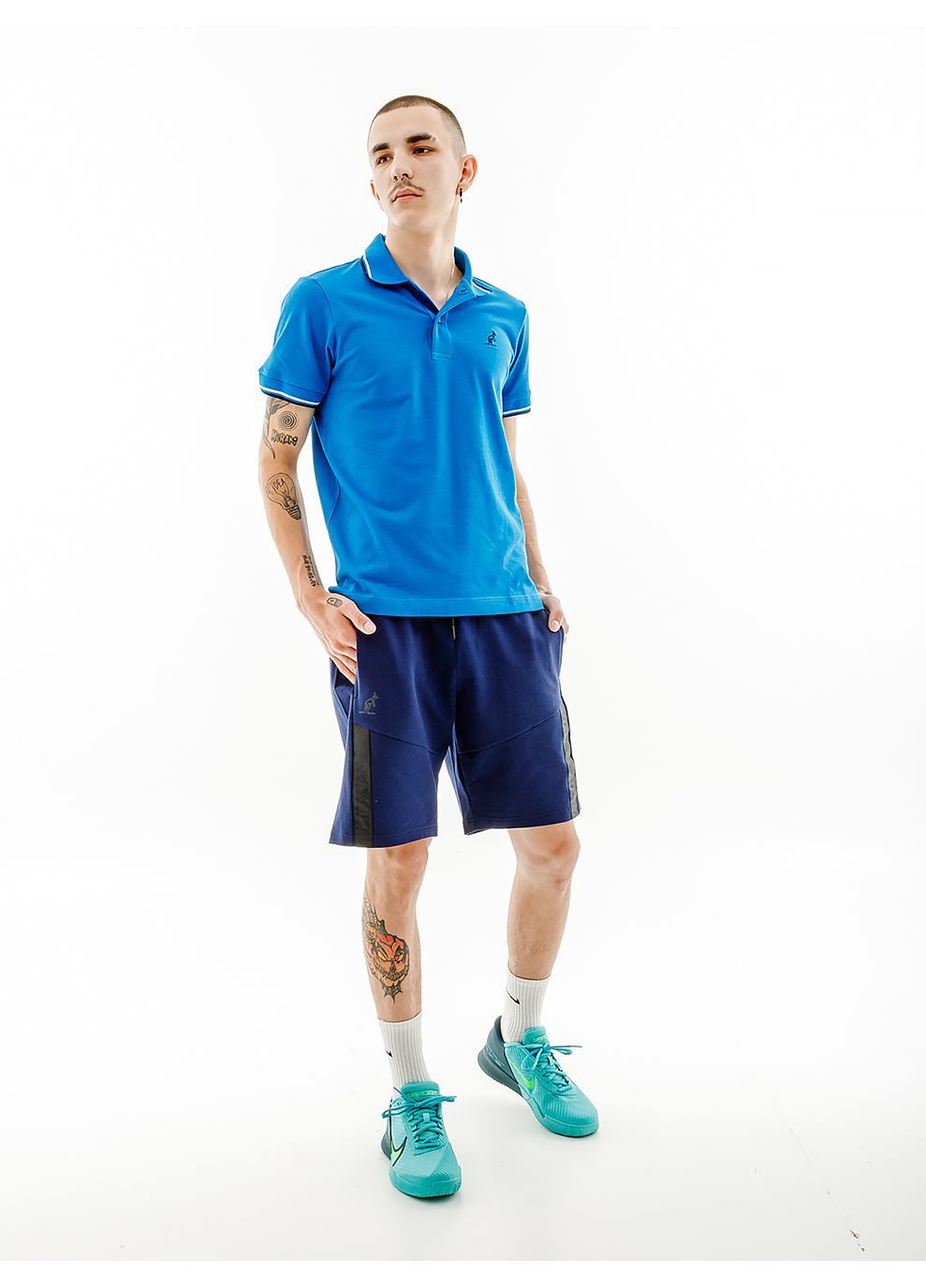 Голубая мужская футболка 2-stripe pique' polo s-fit голубой Australian