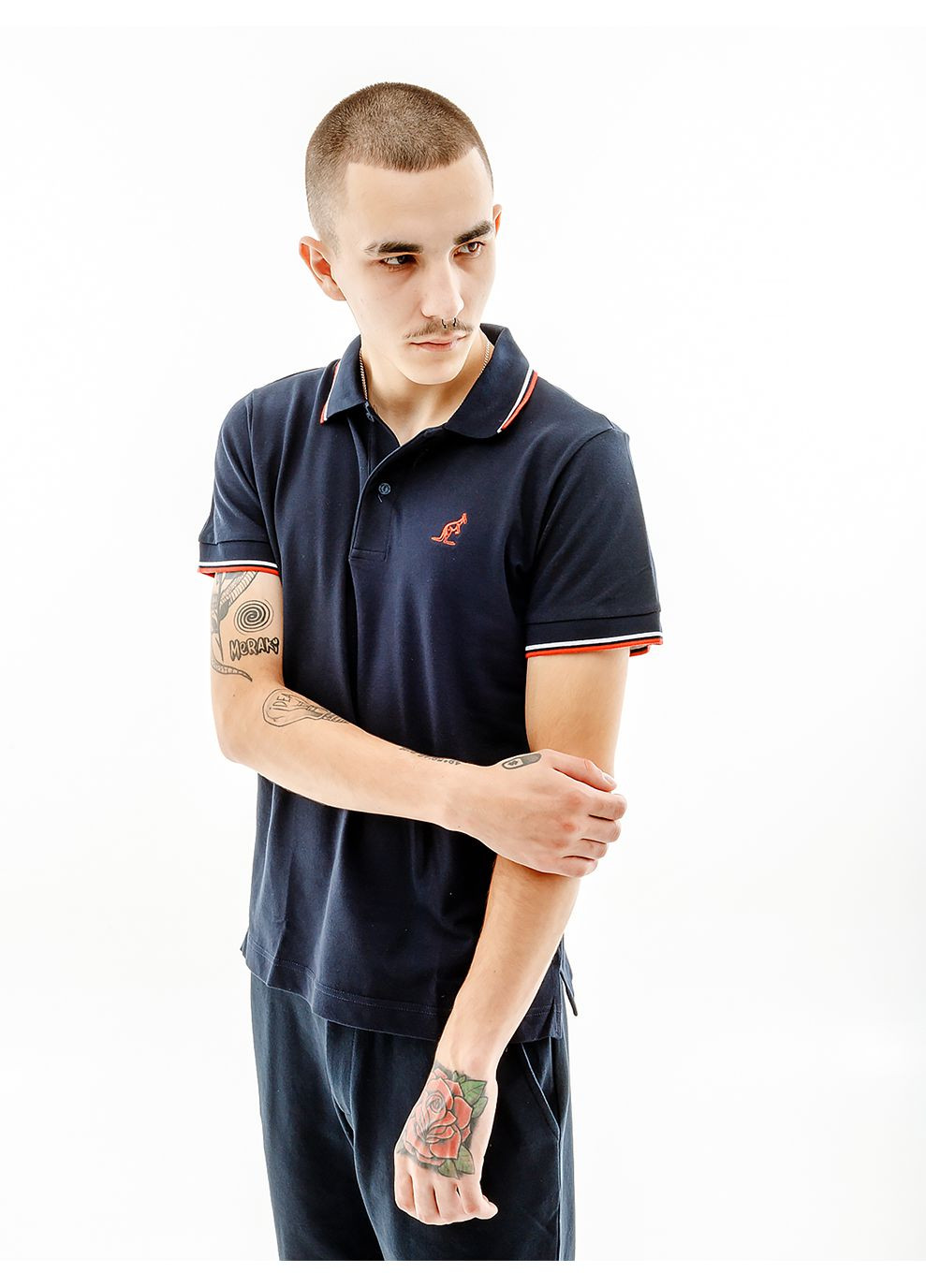 Синяя мужская футболка 2-stripe pique' polo s-fit синий Australian