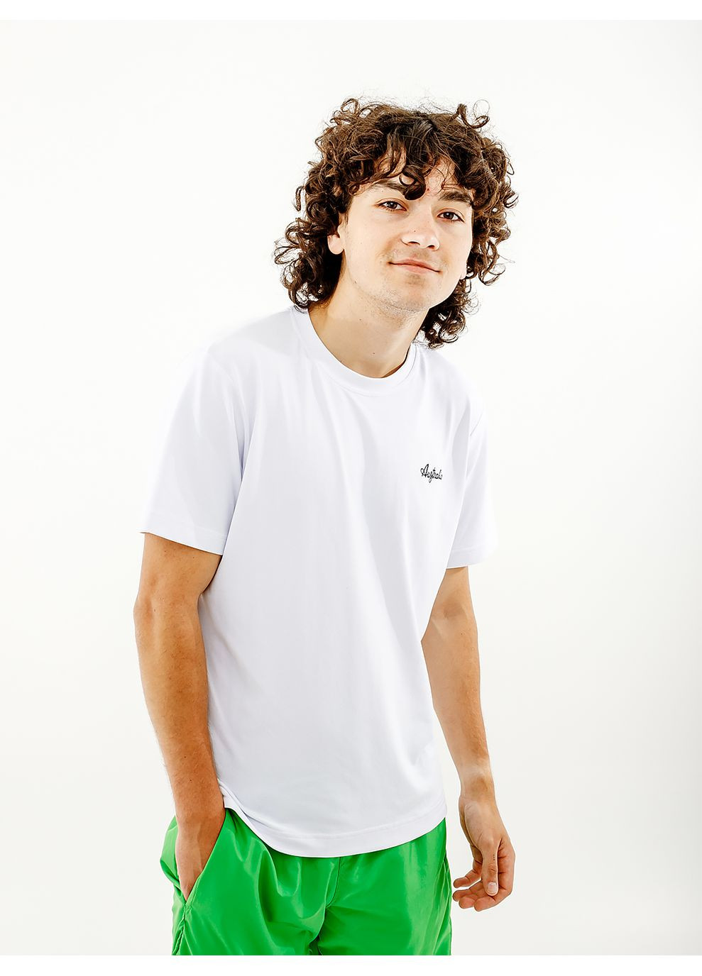 Біла чоловіча футболка easy tech pique' t-shirt r-fit білий Australian