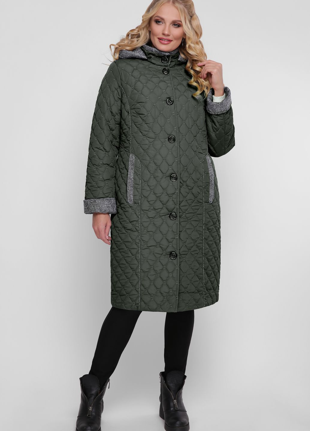 Оливковая зимняя удлиненная куртка Welltre