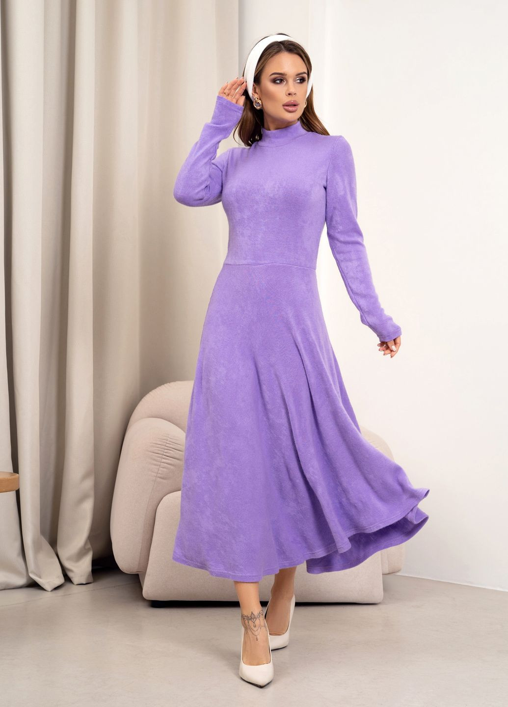 Світло-фіолетова повсякденний сукні ISSA PLUS однотонна