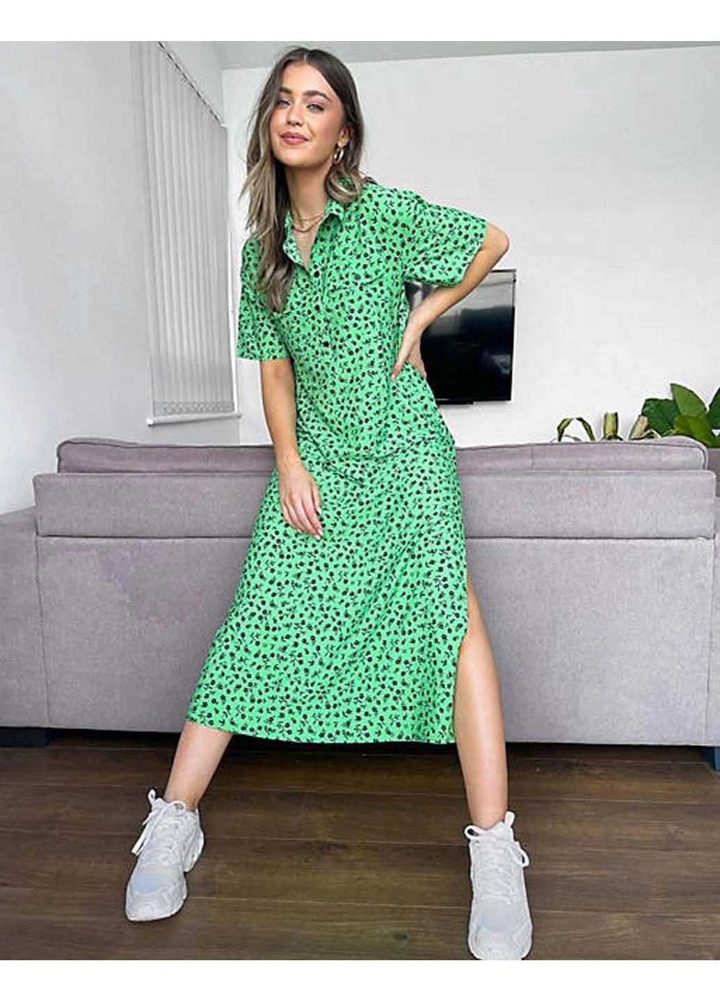 Зелена повсякденний сукня Asos з квітковим принтом