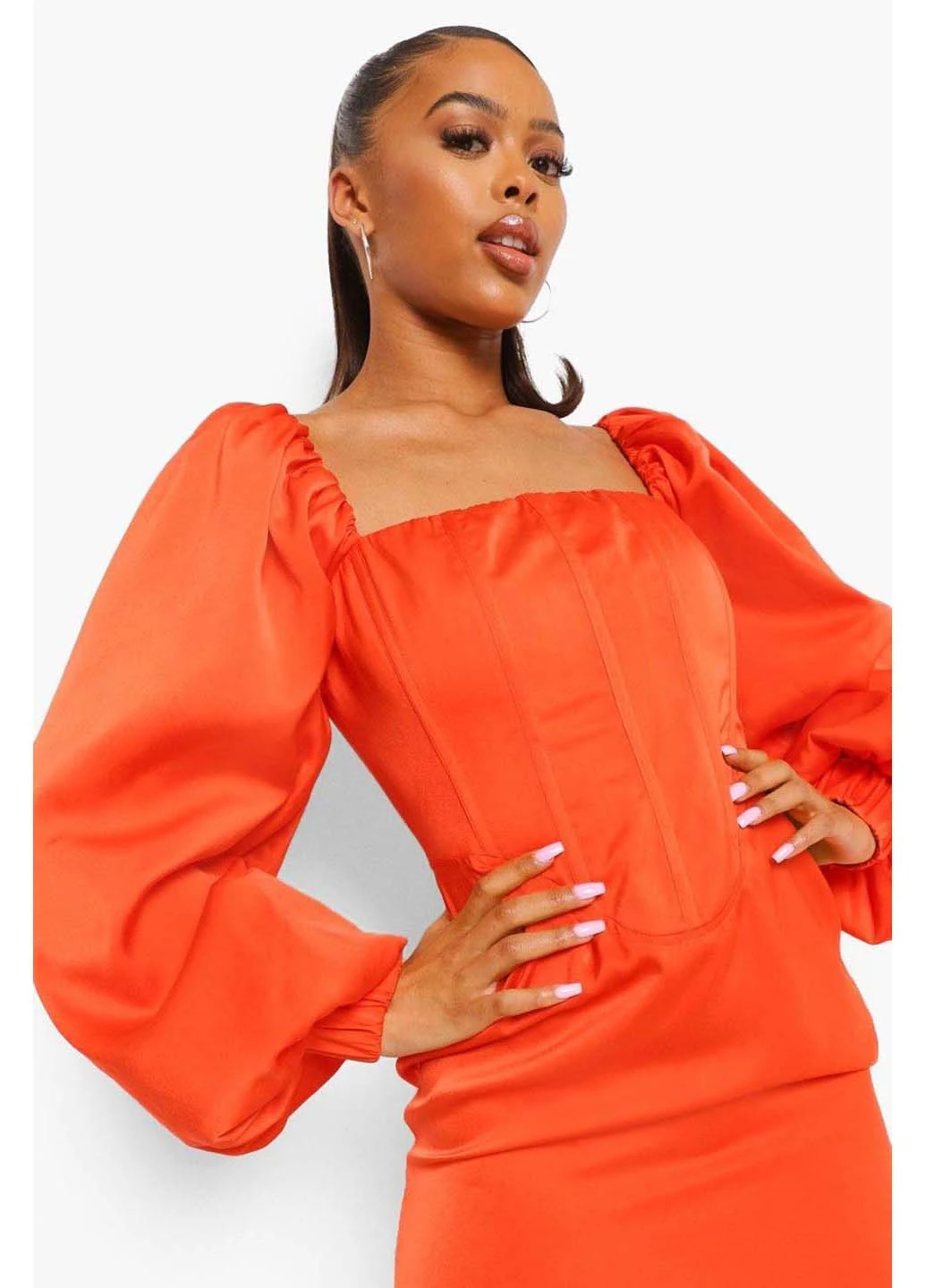Красное повседневный платье Boohoo однотонное