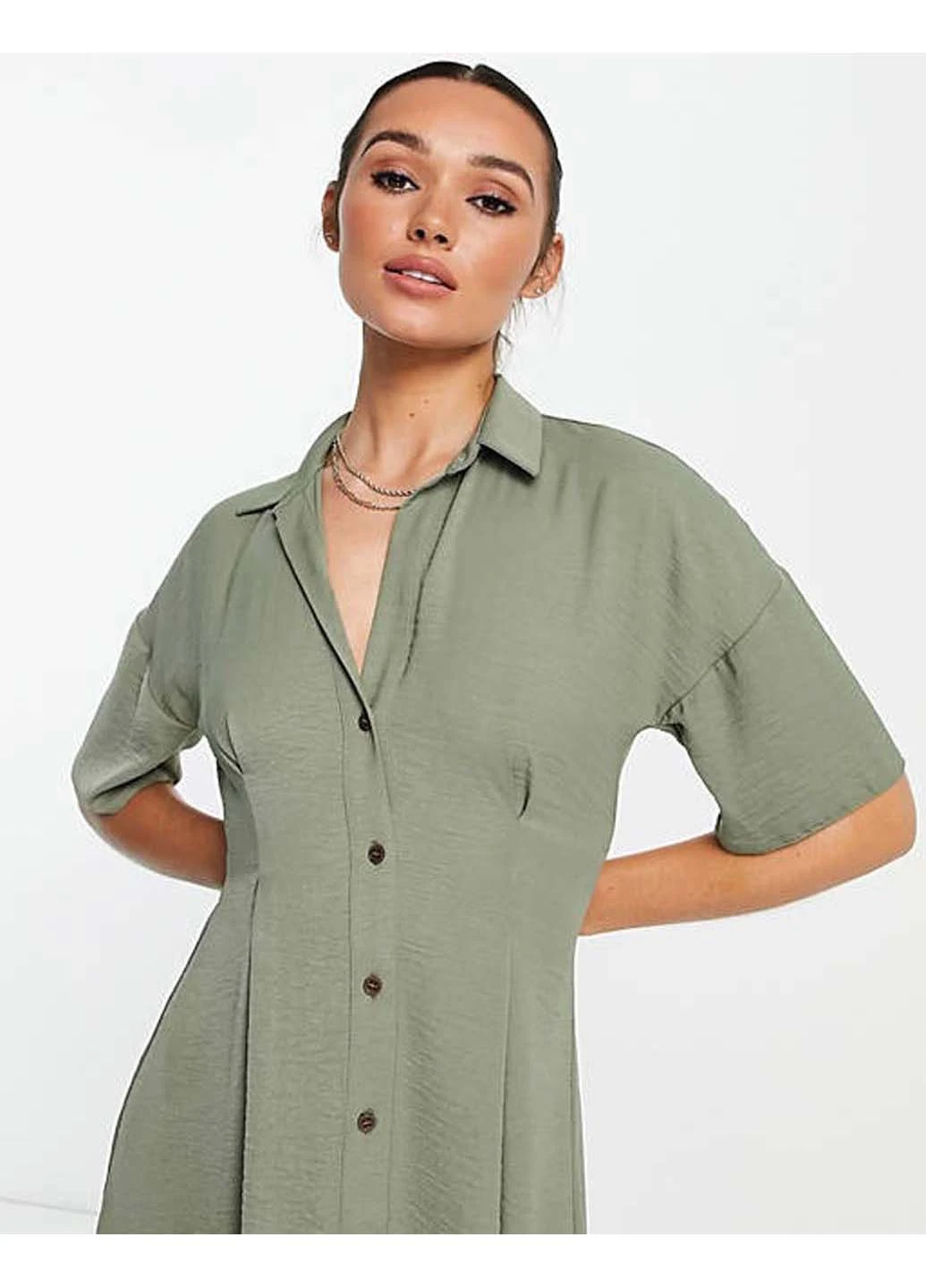 Оливкова (хакі) повсякденний сукня Asos однотонна