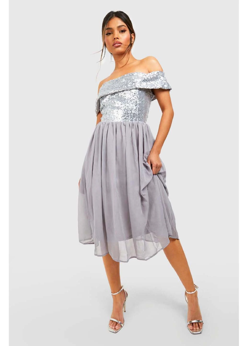 Сіра сукня Boohoo однотонна