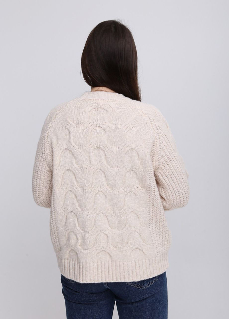 Молочний зимовий светр жіночий молочний в'язаний косами зимовий джемпер JEANSclub Пряма