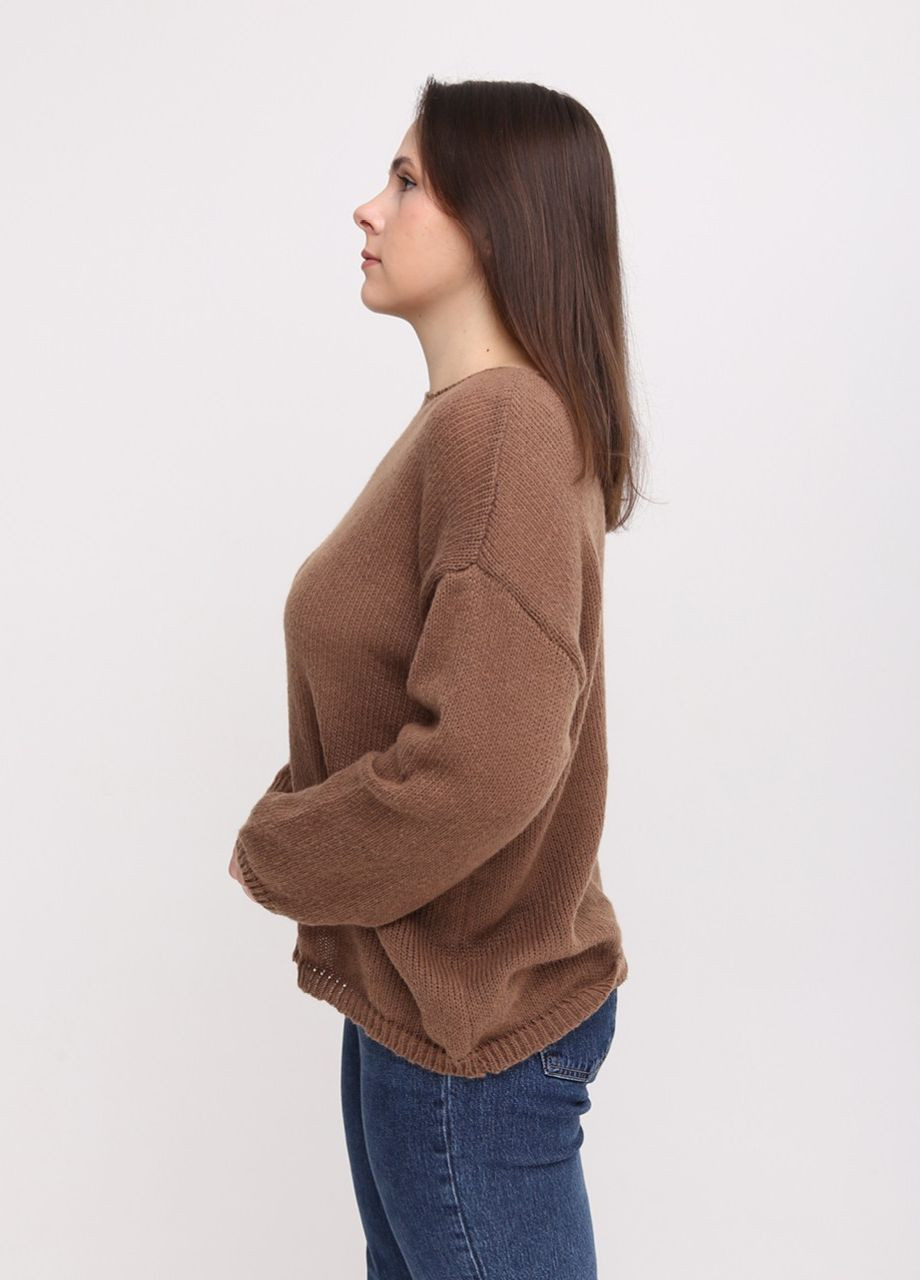 Коричневий демісезонний светр жіночий коричневий в'язаний тонкий вільний джемпер JEANSclub Вільна