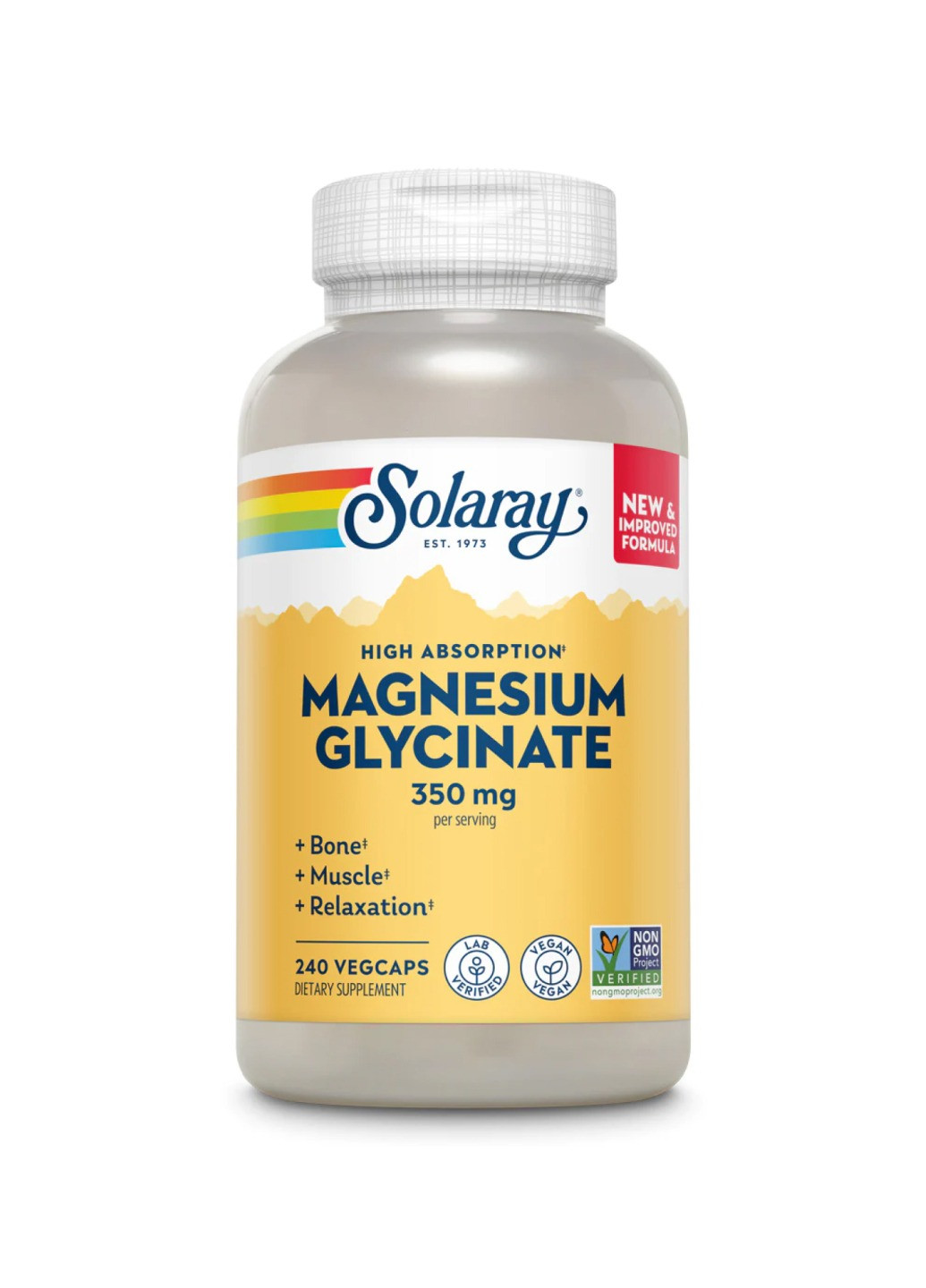 Магній гліцинат Magnesium Glycinate 350mg - 240 vcaps Solaray (269117649)