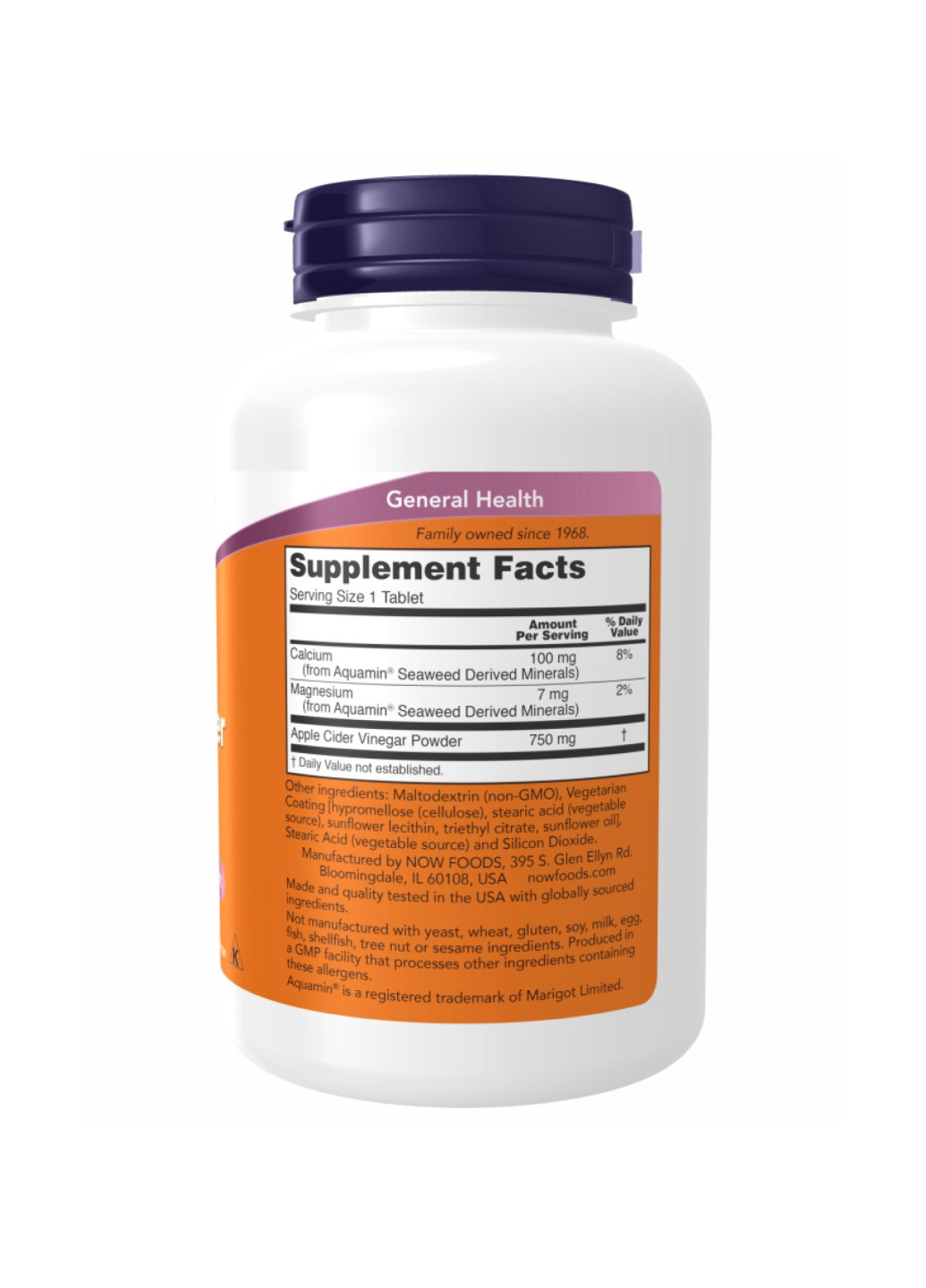 Яблучний органічний оцет для імунітету Apple Cider Vinegar 750 mg - 180 tabs Now Foods (269117630)