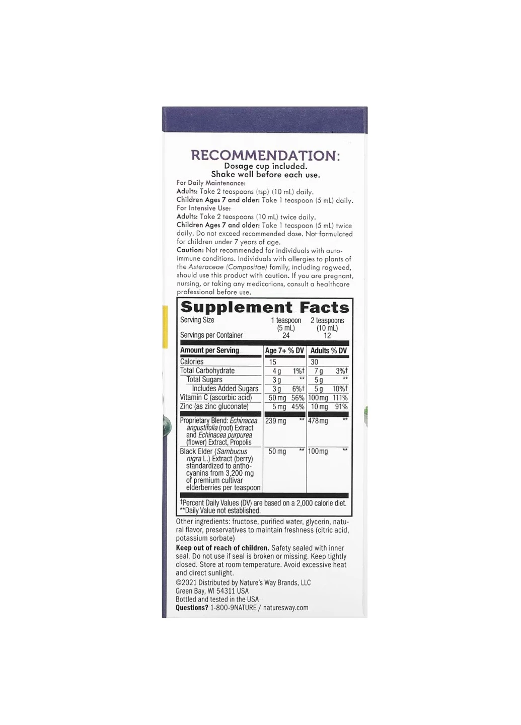 Сироп з екстрактом бузини для імунітету Sambucus Immune Syrup - 4 oz Nature's Way (269117581)