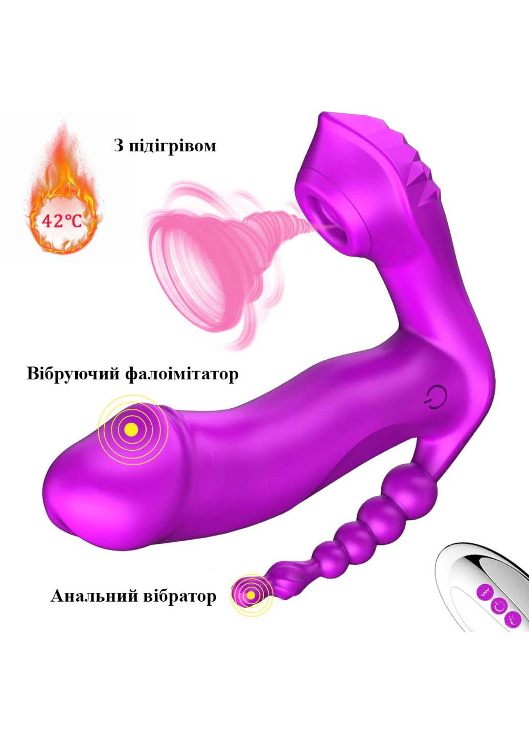 Многофункциональный вибратор с подогревом и вакуумной стимуляцией клитора USB Fox (269132171)