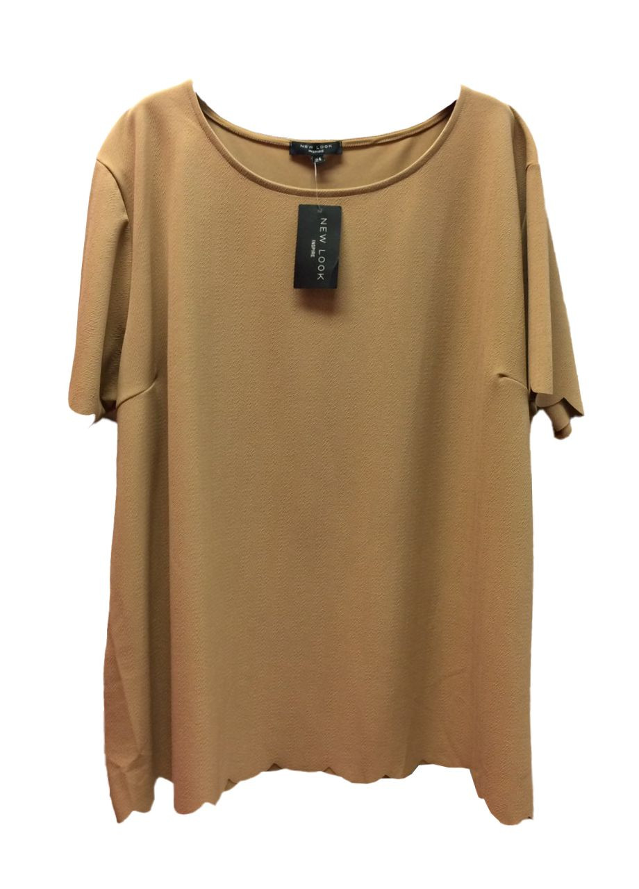 Коричневая демисезон женская коричневая футболка большого размера с коротким рукавом New Look