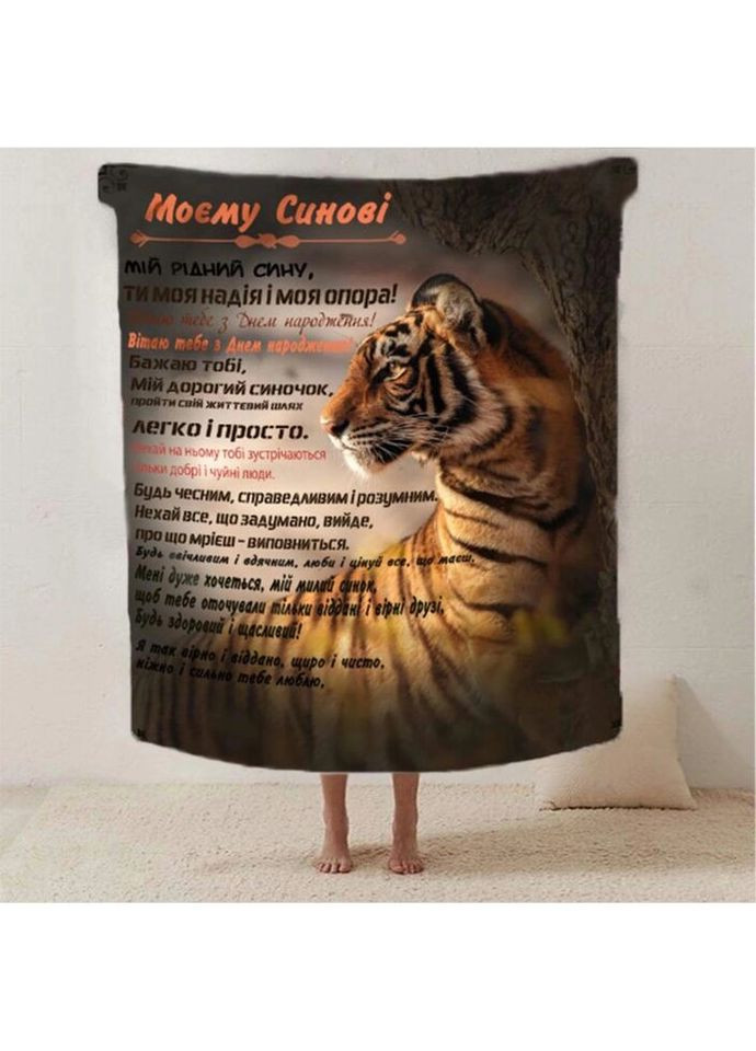 Плед 3D со своими пожеланиями сыну "Теплi побажання сину" 2628_B 12518 135х160 см Fashion (269136891)