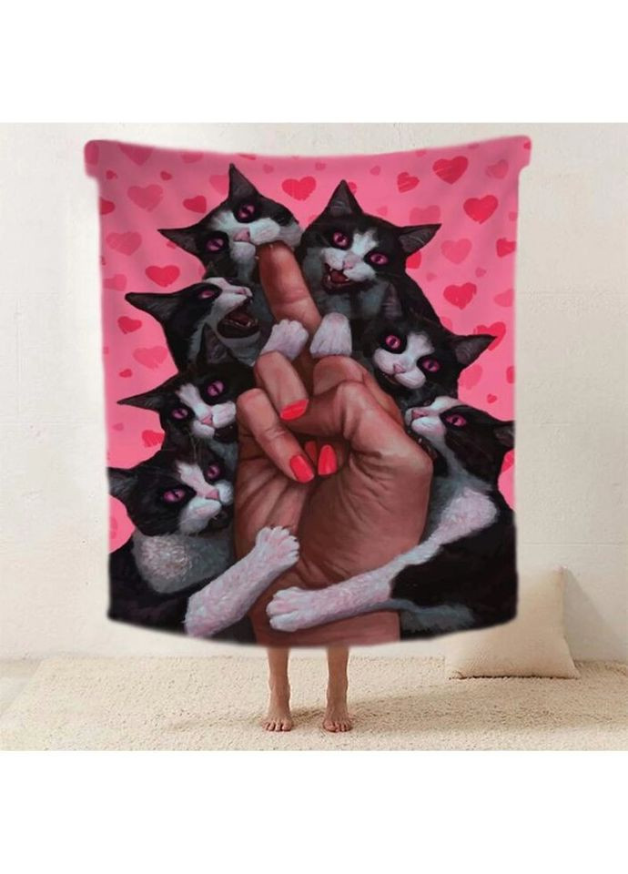 Плед 3D Сміливі котики 2530_B 11962 135х160 см Fashion (269136089)
