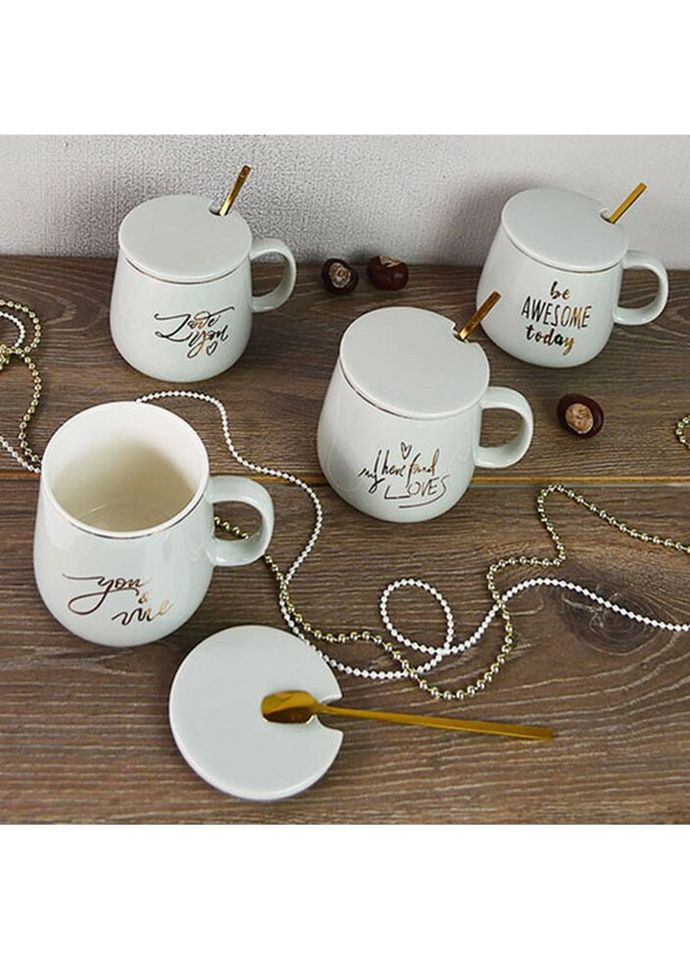 Кружка з кришкою та ложкою First Love CF-113 400 мл Stenson (269136588)