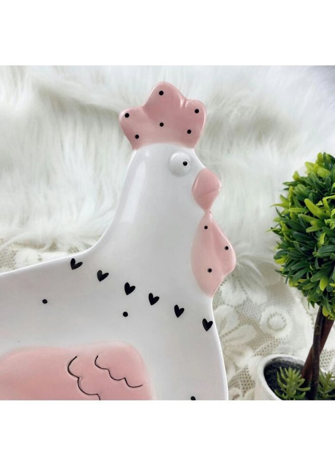 Тарілка керамічна Курка Великдень 6793 23х20 см біла No Brand (269252206)