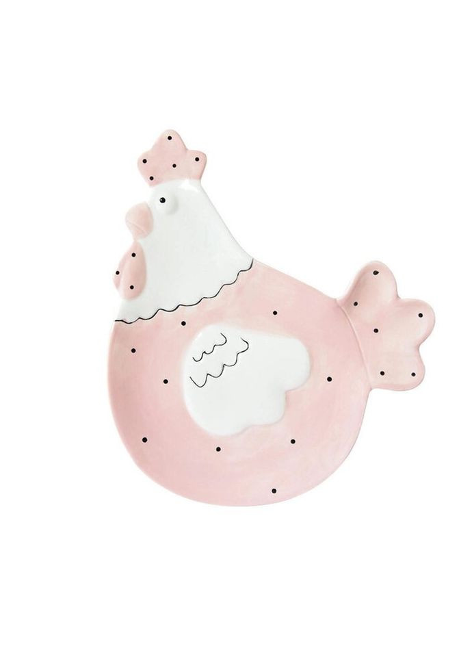 Тарелка керамическая Курица Пасха 6791 23х20 см розовая No Brand (269252271)