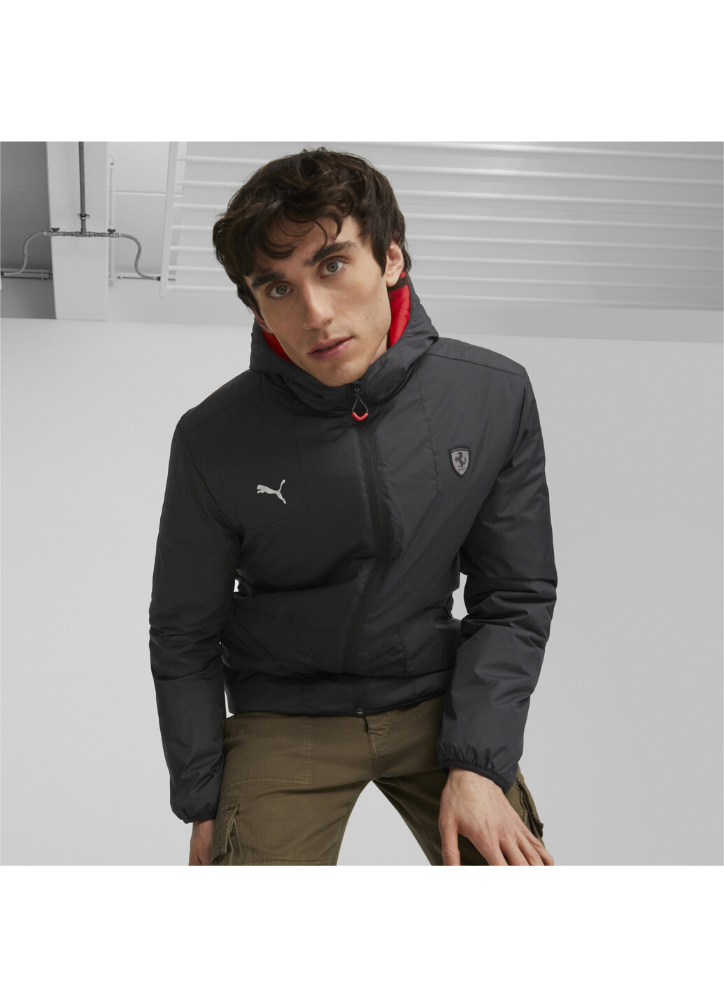 Черная демисезонная куртка scuderia ferrari style reversable padded jacket Puma