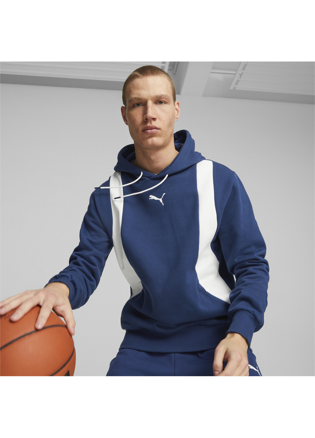 Худи Blueprint Formstrip Men’s Basketball Hoodie Puma - крой однотонный синий спортивный хлопок, полиэстер, эластан - (269339824)