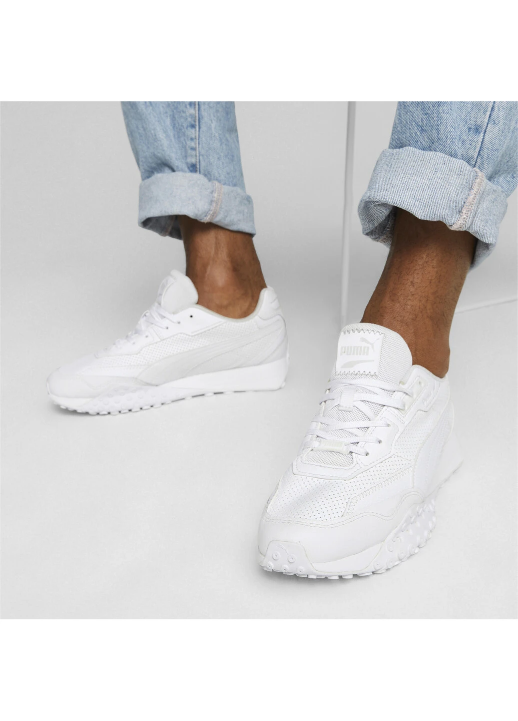 Белые кроссовки blktop rider leather sneakers Puma