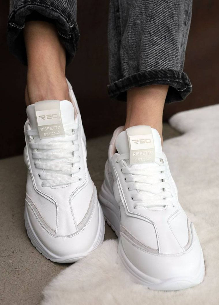 Білі осінні кросівки жіночі шкіряні Rispetto