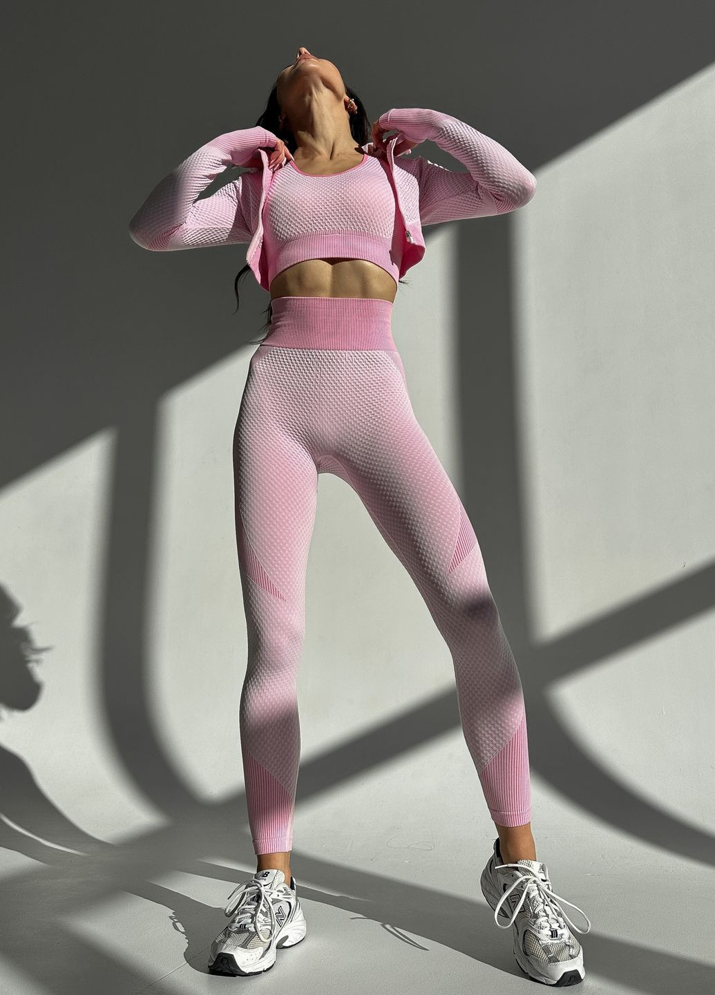 Розовый демисезонный женский фитнес комплект 3в1 Viki Voice Trinity