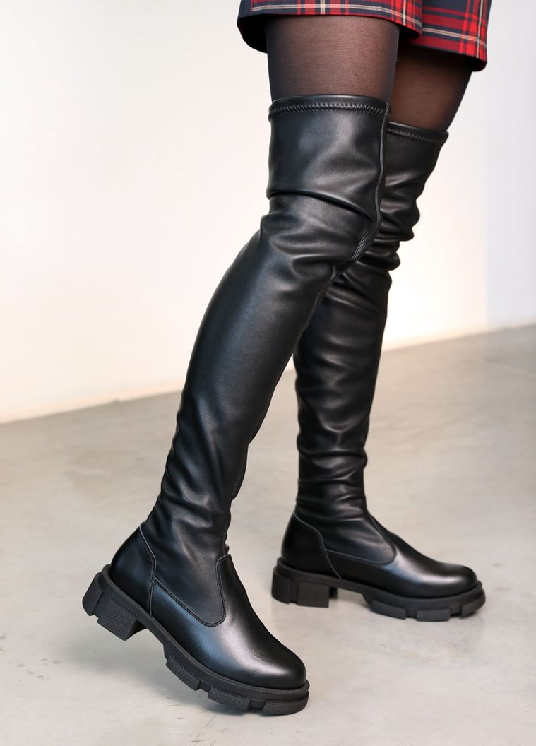 Черные осенние ботфорты кожаные байка Dino Vittorio