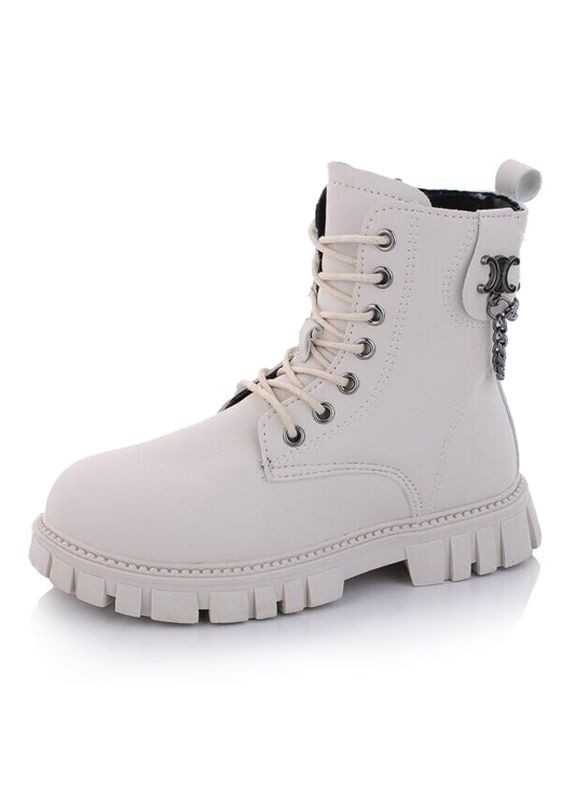 Белые кэжуал зимние ботинки для девочки (зима) подростковые No Brand