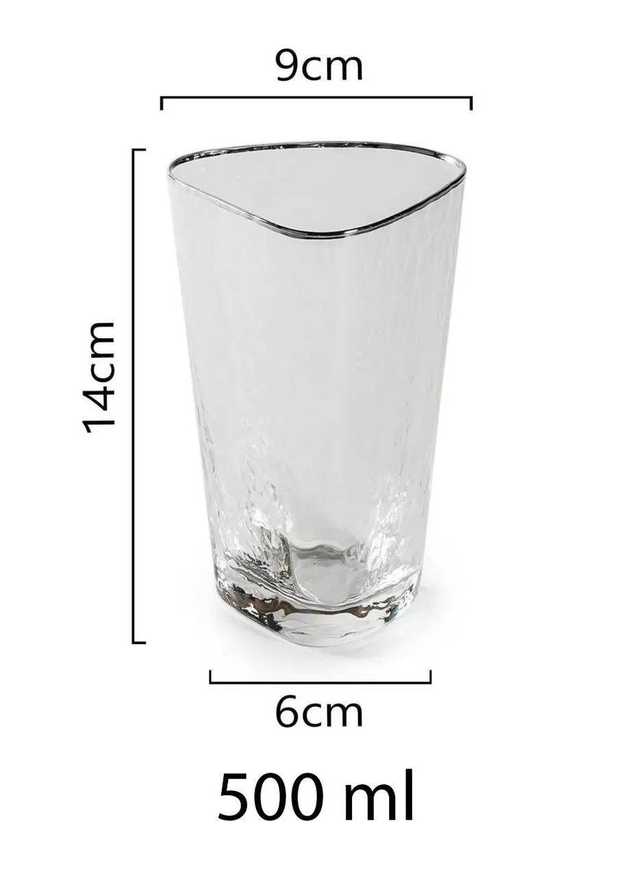 Склянка висока для води Ice Evans 500 мл зі срібним кантом для коктейлів REMY-DECOR (269462349)
