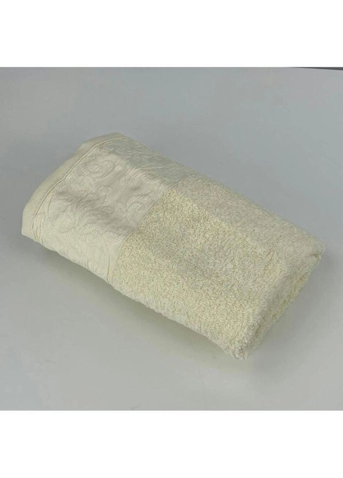 Рушник для обличчя махровий Vip Cotton Botan Туреччина 6399 молочний 50х90 см Febo комбінований