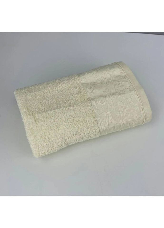 Рушник для обличчя махровий Vip Cotton Botan Туреччина 6399 молочний 50х90 см Febo комбінований