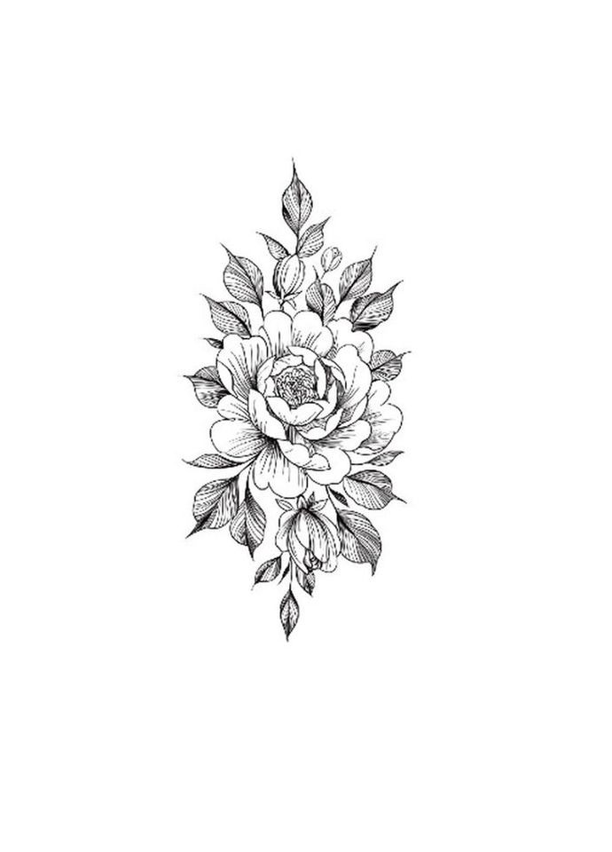 Временное тату водостойкое 3D большое Цветы HD-01 18.5х8 см No Brand (269368876)