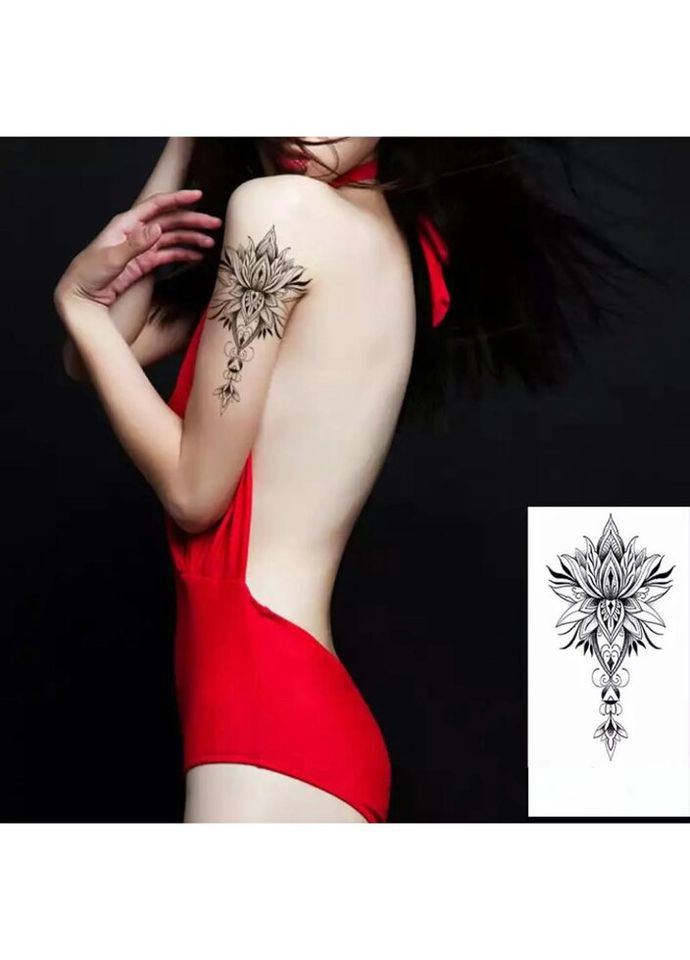 Временное тату водостойкое 3D большое Лотос FF-115 17.5х8.5 см No Brand (269368725)