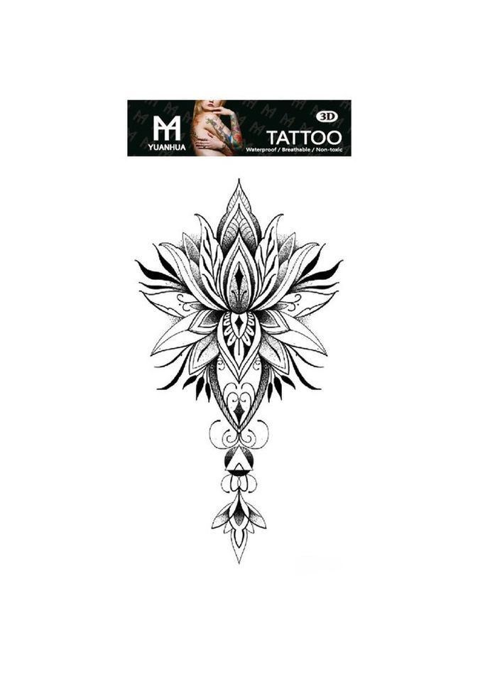 Временное тату водостойкое 3D большое Лотос FF-115 17.5х8.5 см No Brand (269368725)